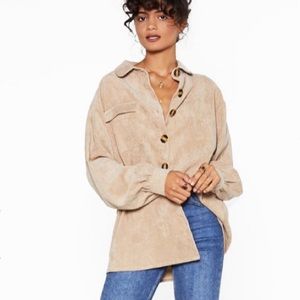 Nasty Gal Oversized Corduroy Button Down